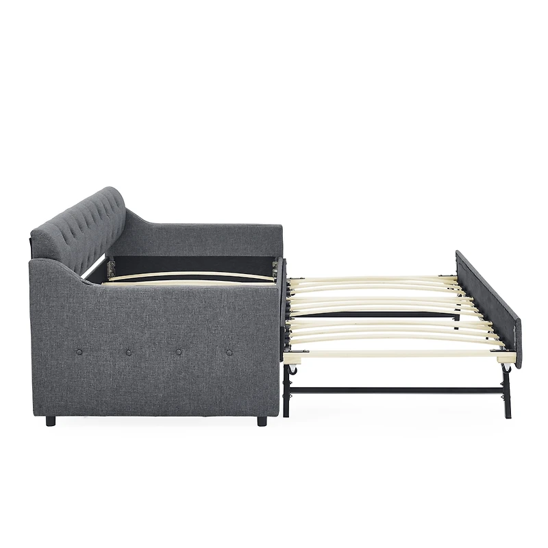Streamdale Furniture Mid-Century Twin to King Daybed with Storage Drawers, 132lbs Weight Capacity