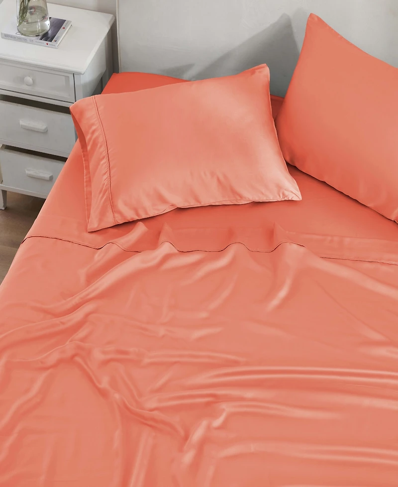 Superior Modal From Beechwood 300 Thread Count Lightweight Cooling Solid Deep Pocket Bed Sheet Set