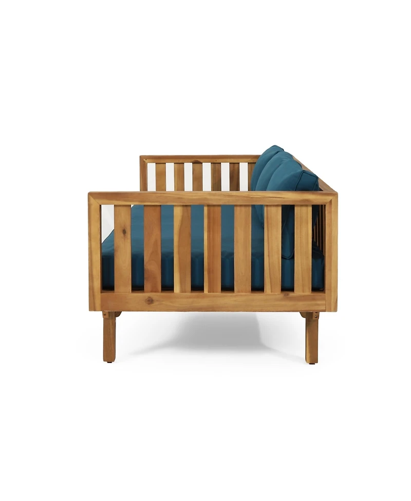 Streamdale Acacia Wood Daybed with Slat Paneling and Water-Resistant Cushions