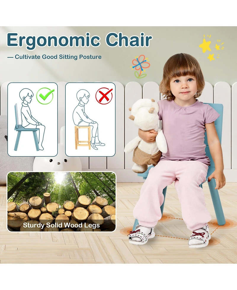 Slickblue 5 Pieces Kids Wooden Activity Play Furniture Set with Building Blocks