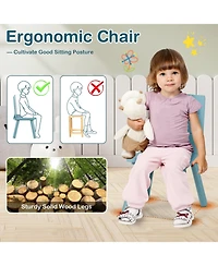 Slickblue 5 Pieces Kids Wooden Activity Play Furniture Set with Building Blocks