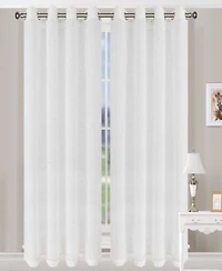Superior Traditional Delicate Flower Sheer Grommet 2 Piece Curtain Panel Set