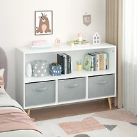 Kids Bookcase with Fabric Drawers & Toy Storage