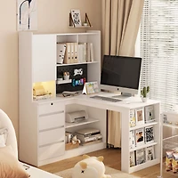 Streamdale L-Shaped Space-Saving Desk with Charging Station