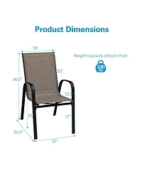 Slickblue 6 Pieces Patio Stackable Dining Chairs with Curved Armrests and Breathable Fabric