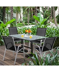 Slickblue 4 Pieces Stackable Patio Dining Chairs Set with Armrest