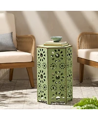 Streamdale Furniture Vibrant Sunburst Iron Side Table Adds Color and Convenience to Your Patio