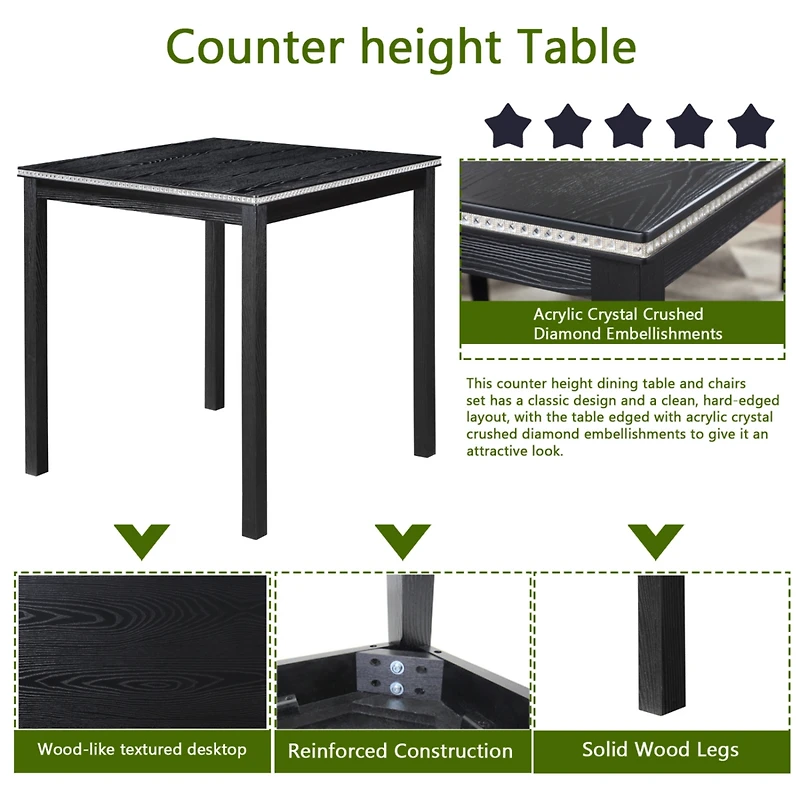 Simplie Fun Elegant Counter-Height Dining Set Table & 4 Upholstered Chairs