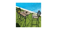 Slickblue 3 Pieces Patio Bar Set with 2 Bar Stools and 1 Square Table