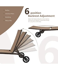 Slickblue 6-Poisition Adjustable Outdoor Chaise Recliner with Wheels
