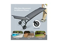 Slickblue 6-Poisition Adjustable Outdoor Chaise Recliner with Wheels