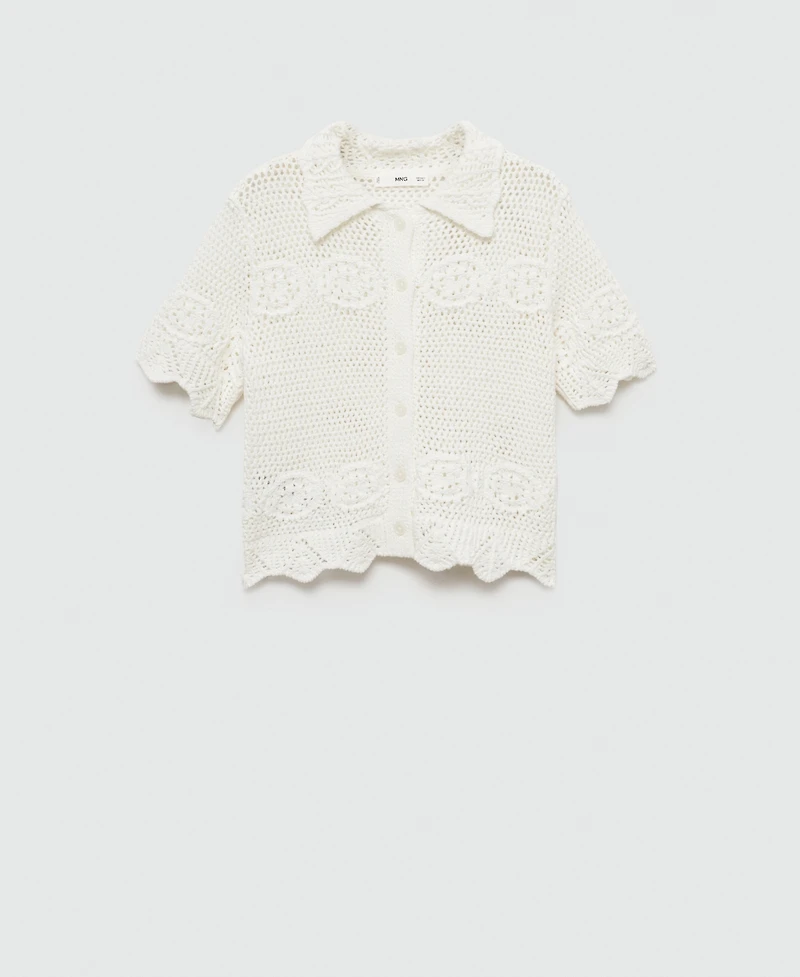 Mango Women's Crochet Knit Cardigan
