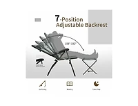 Slickblue Set of 2 Patiojoy Patio Folding Dining Chair with Ottoman Set Recliner Adjustable-Grey