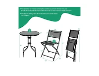 Slickblue 3 Pieces Folding Bistro Table Chairs Set for Indoor and Outdoor