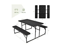 Slickblue Indoor and Outdoor Folding Picnic Table Bench Set with Wood-like Texture