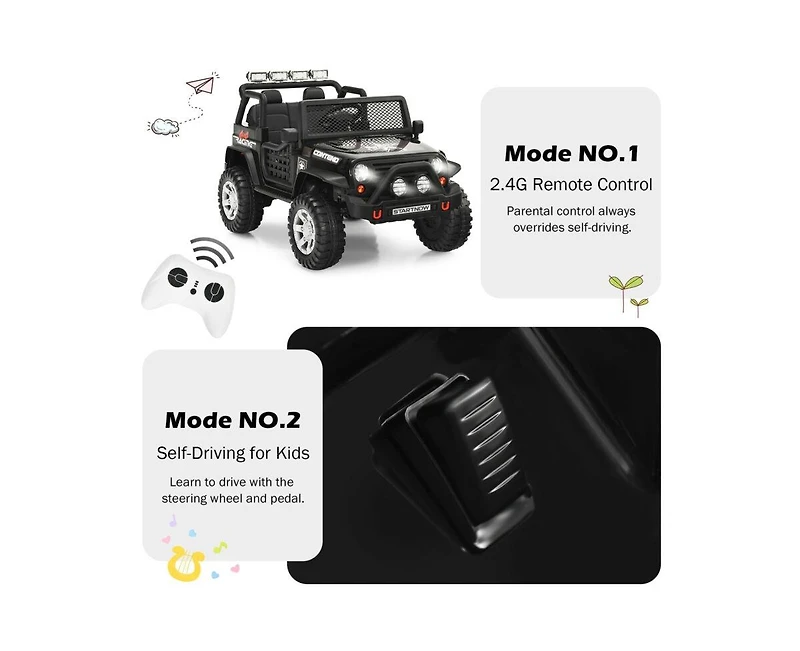 Sugift 12V Kids Remote Control Electric Ride On Truck Car with Lights and Music