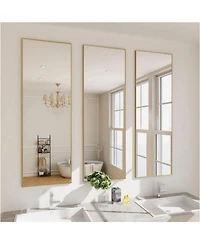 Homlux Rectangular Wall Mounted Mirror 16"x50" in Gold