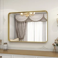 Homlux 30"x40" Gold Deep Frame Bathroom Mirror with Modern Rounded Corners, Horizontal or Vertical Hang