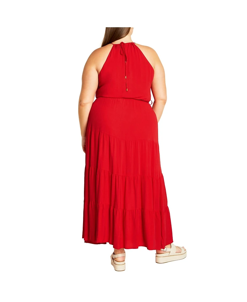 City Chic Plus Stacey Halter Neck Maxi Dress