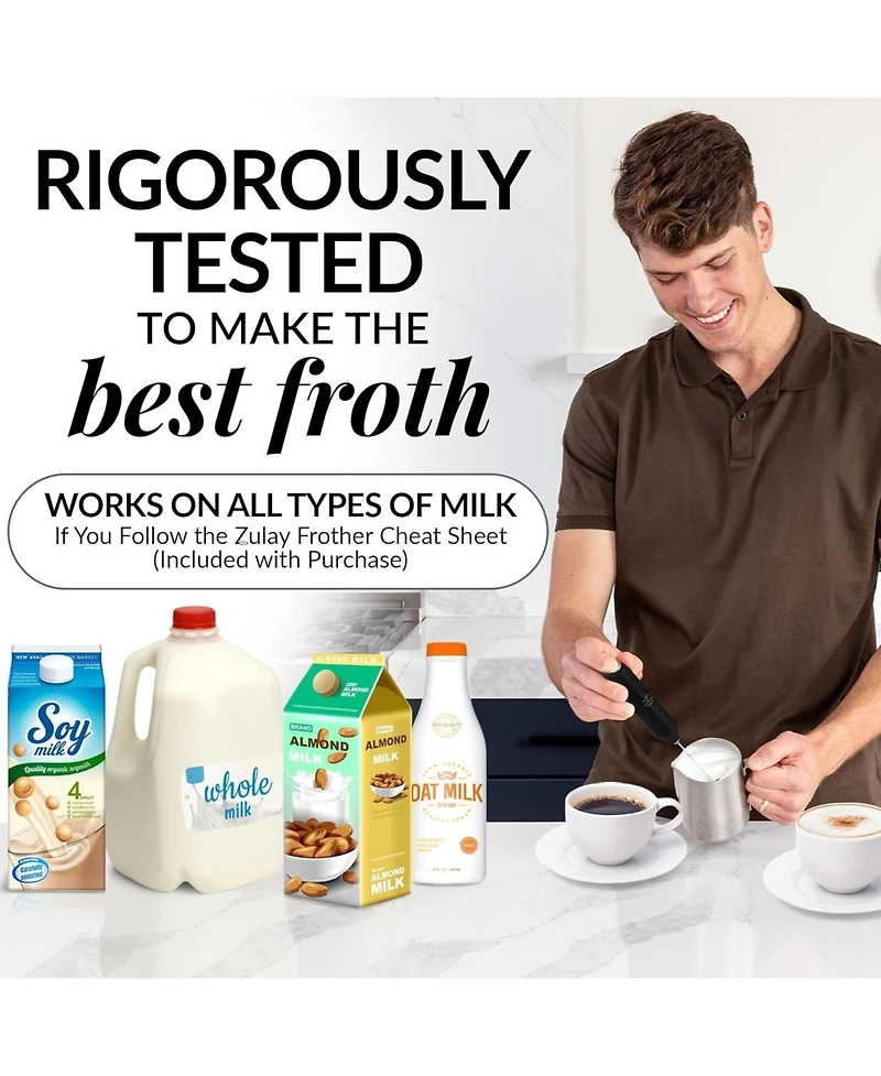 Powerful Handheld Mini FrothMate Milk Frother Stainless Steel