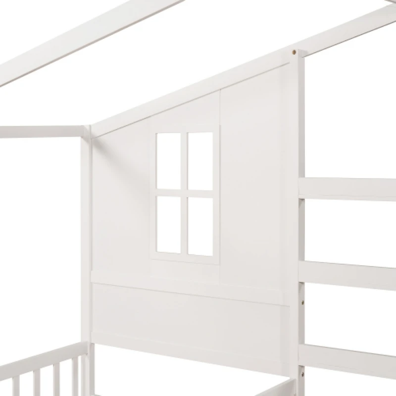 Streamdale Twin Bed with L-Structure Fence, Espresso