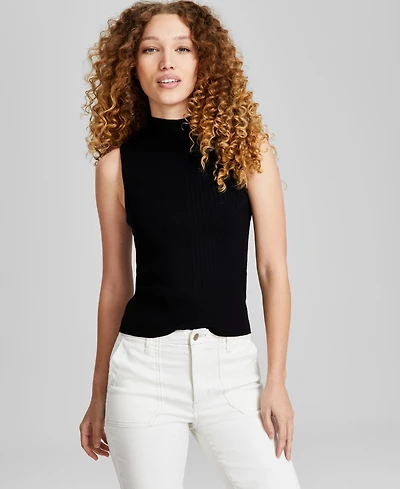 And Now This Petite Ribbed Mock Neck Sleeveless Sweater, Macy's Exclusive