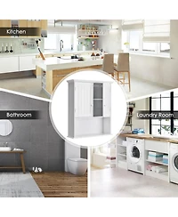 Sugift 2-Door Wall Mount Bathroom Storage Cabinet with Open Shelf