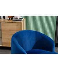 Streamdale Furniture Velvet Fabric Swivel Accent Armchair Barrel Chair With Powder Coating Metal Ring