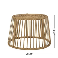 Streamdale Furniture Earthy Boho Wicker Rattan Cage Side Table for Outdoor Decor