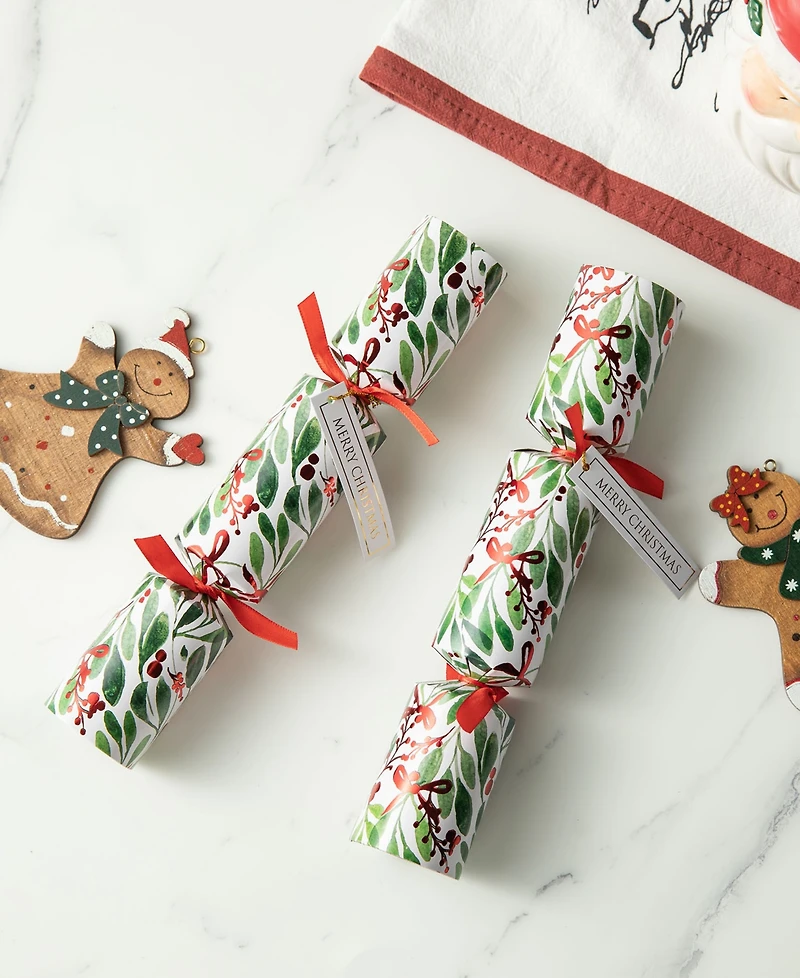 Glitzhome 8PK 1.50''D X 10.00''H Christmas Holy Leaves Party Cracker with Gift Contents