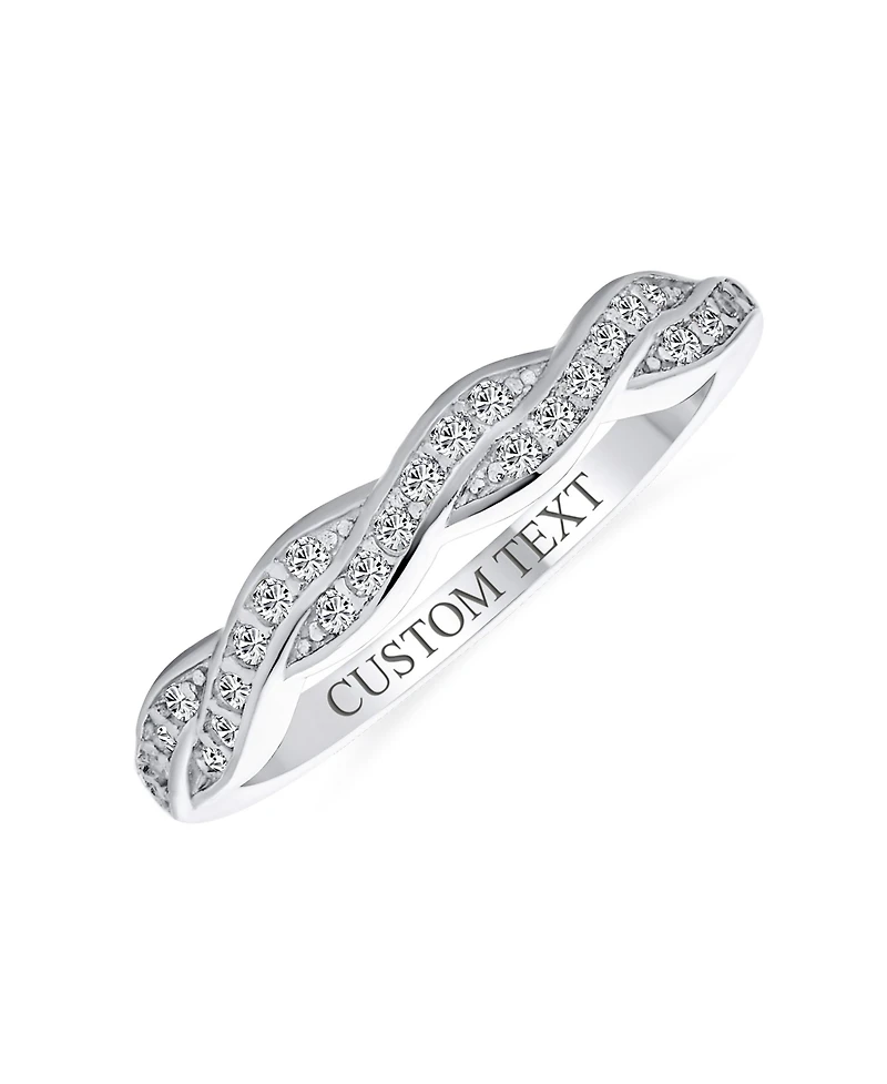 Bling Jewelry Intertwined Rope Twist Knot 1/2 Eternity Clear Pave Cubic Zirconia Cz Infinity Band Ring .925 Sterling Silver
