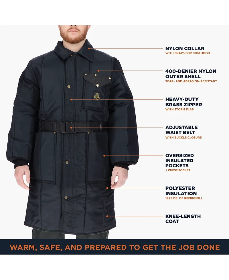 RefrigiWear Men's Iron-Tuff Inspector Jacket - Knee-Length, Insulated Workwear Coat, Water-Repellent, Wind-Tight, -50°F Comfort Rating