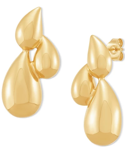 Polished Teardrop Trio Cluster Drop Earrings in 14k Gold, 1-1/6"