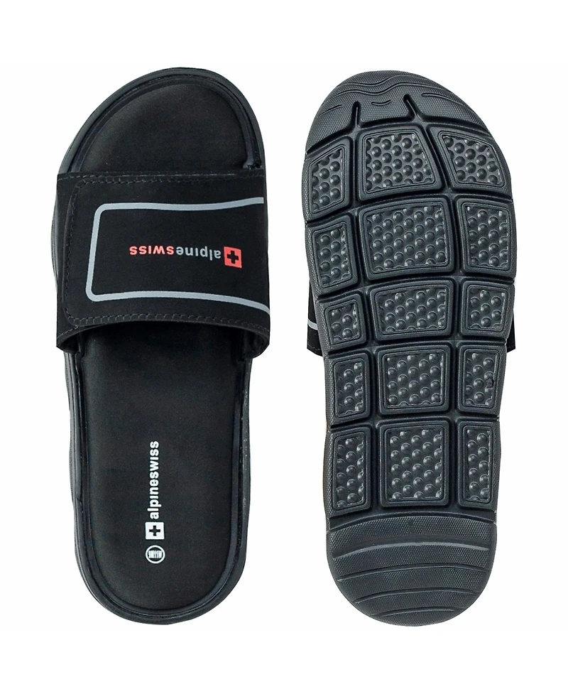 Alpine Swiss Men's Gabe Men Slide Sandals Shock-absorbing Foam Insole for Arch Support Adjustable Strap Athletic Anti-Slip Traction Eva O