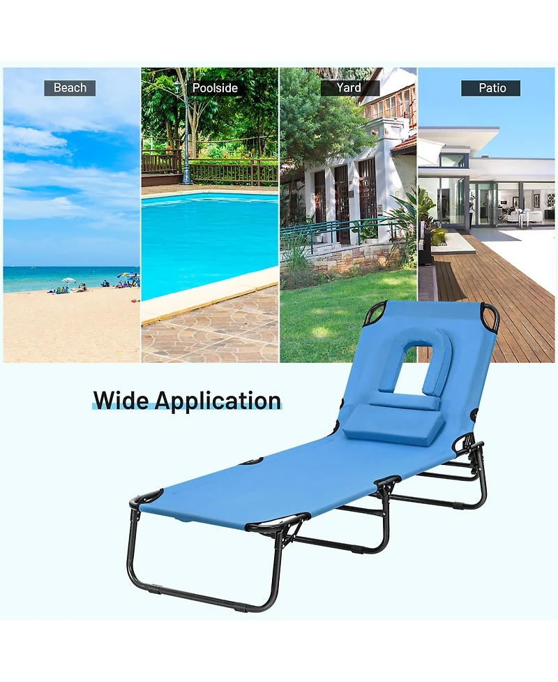 Costway Patio Foldable Chaise Lounge Chair Bed Outdoor Beach Camping Recliner Pool Yard