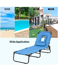Costway Patio Foldable Chaise Lounge Chair Bed Outdoor Beach Camping Recliner Pool Yard