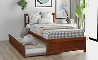 Streamdale Twin Platform Bed Wood Frame With Trundle