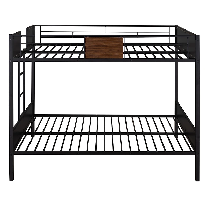 Simplie Fun Full-Over-Full Bunk Bed Modern Style Steel Frame Bunk Bed With Safety Rail, Built-In Ladder