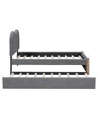 Simplie Fun Twin Size Upholstered Platform Bed With Wood Supporting Feet And Twin Size Trundle