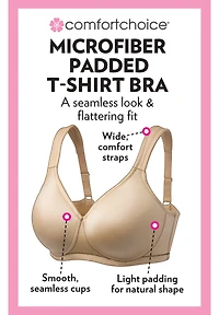 Comfort Choice Women's Microfiber Wireless Lightly Padded T-Shirt