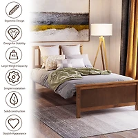 Streamdale Furniture Twin Size Wood Platform Bed With Headboard, Footboard And Wood Slat Support