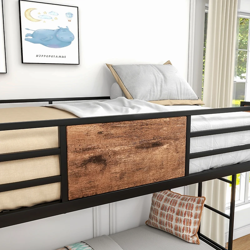 Streamdale Twin/Twin Metal Bunk Bed with Guardrail