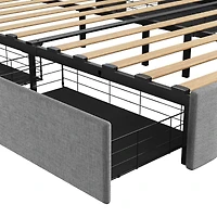 Streamdale Furniture Light Grey Bed Frame with Led and Storage Drawers