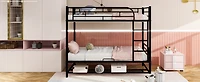 Streamdale Twin Over Metal Bunk Bed With Shelf And Guardrails, White