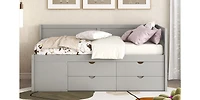 Streamdale Twin Daybed With Drawers And Shelves, Gray