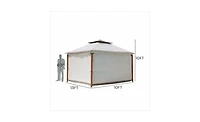 Mondawe 10x13 Ft Outdoor Soft-Top Gazebos Iron Frame With Mosquito Netting and Curtains