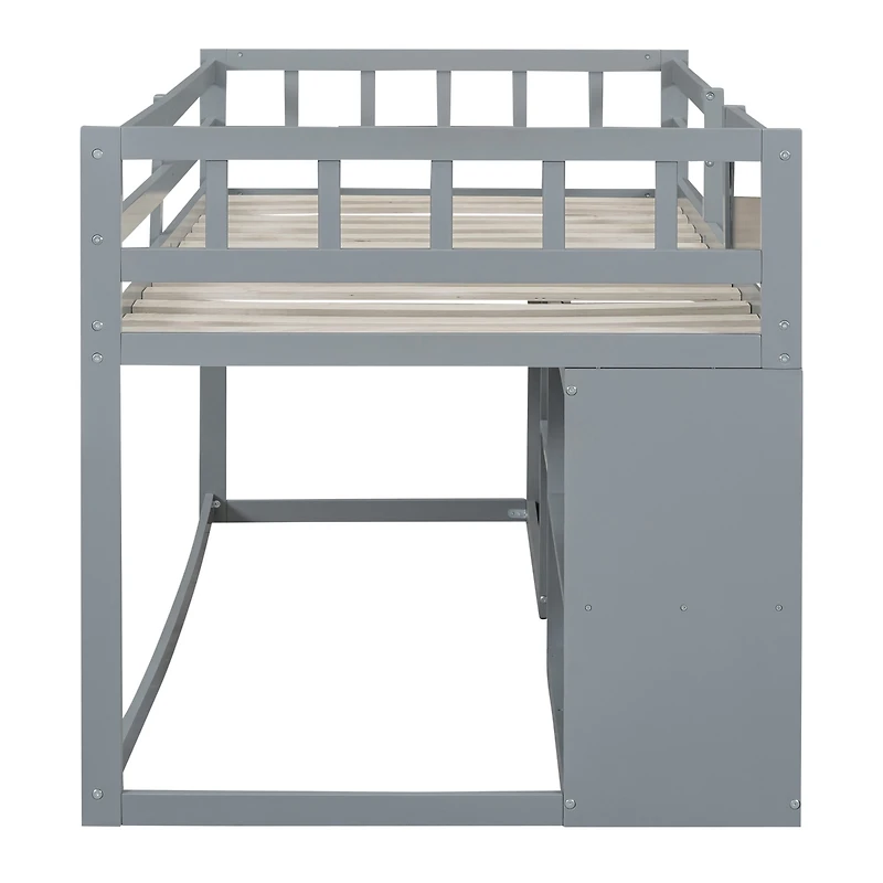 Streamdale Twin Low Loft Bed With Rolling Desk, Shelf And Drawers