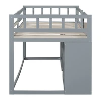 Streamdale Twin Low Loft Bed With Rolling Desk, Shelf And Drawers