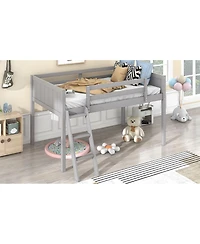 Streamdale Twin Wood Loft Bed with Reversible Ladder