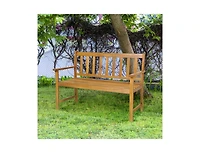 Slickblue 2-Person Outdoor Acacia Wood Bench with Backrest